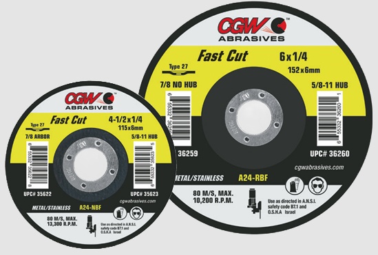 Picture of CGW "Camel" Abrasive 41/2X1/4X5/8-11 T27 A24-N-Bf Wheel Grinding